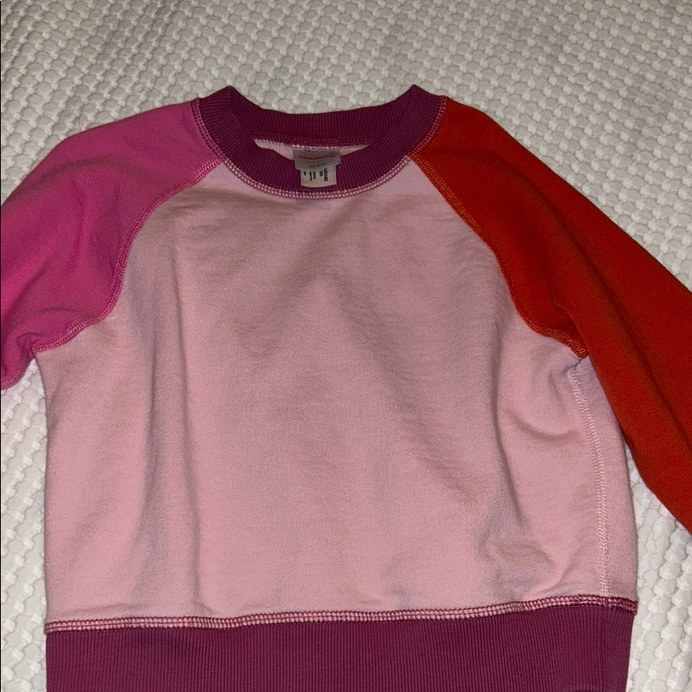 Hanna Andersson Pink and Orange Color-Block Sweatshirt